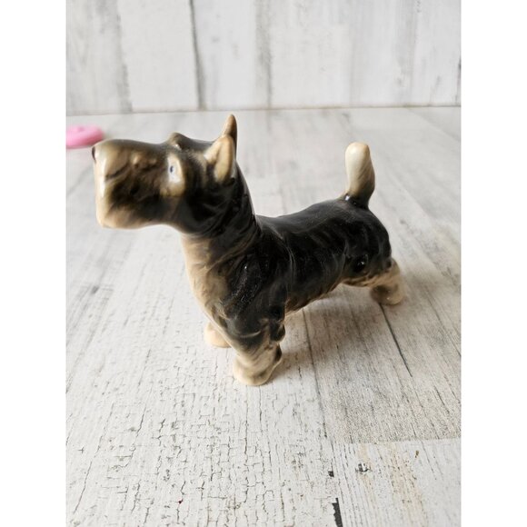 Vintage Schnauzer terrier porcelain statue figurine tan decor - Picture 2 of 9